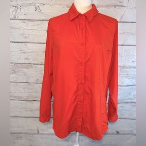 REI Button Front Long Sleeve Shirt "Sahara" UPF 30 Red-XL